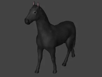 Black Horse Stallion fully rigged low poly Low-poly 3D model