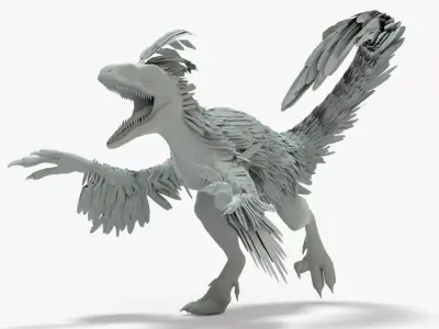 Pyroraptor Rigged Basemesh Low-poly 3D model