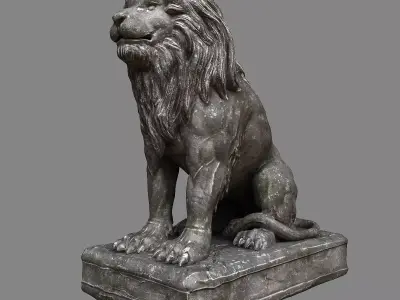 Lion Sculpture Low-poly 3D model