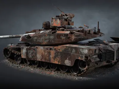 Tank AbramsX Destroyed Low-poly 3D model