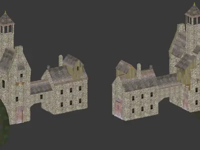 Water mill low poly Low-poly 3D model