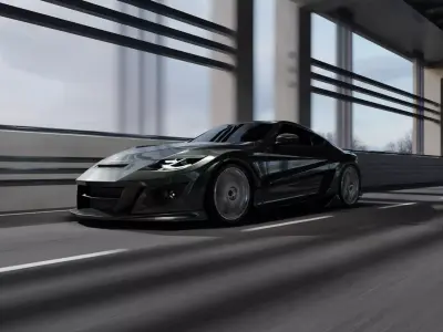 Free Car Road Scene 3D Blender File Textured And Tutorial Video Free 3D model