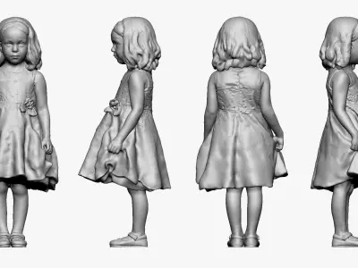 001116 little girl in white dress 3D model