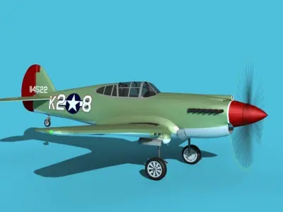 Curtiss P-40B Warhawk V08 USAAF 3D model