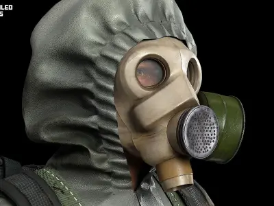 Post apocalyptic survivor 4 Game ready low poly character Low-poly 3D model