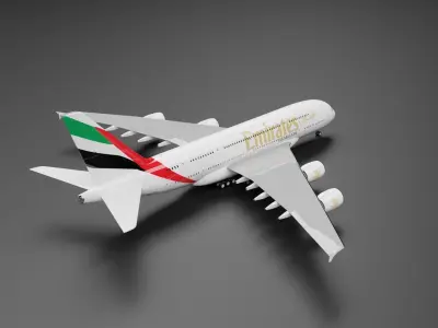 Airbus A380-800 with Emirates Livery 3D model