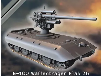 E-100 Waffentrager 88mm Flak 36 Entwicklung self-propelled anti- 3D print model