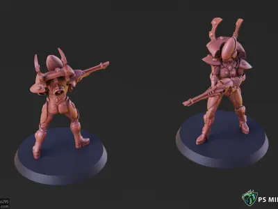 Space Elf Male Soldier Pose 5 - 8 Variants 3D print model