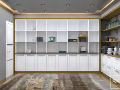 Furniture walk in closet with cabinets and shelves Free 3D model