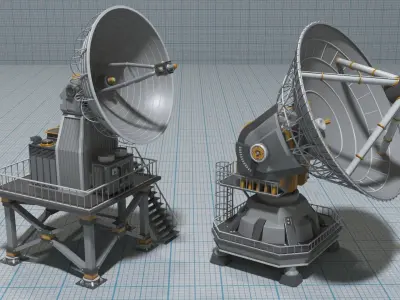 Antennas Collection - 21 pieces Low-poly 3D model