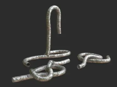 Aluminum Hose Air Duct Pipe Low-poly 3D model
