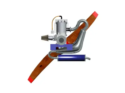 Two-stroke air-cooled engine 3D model