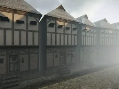 Medieval European Street Low-poly 3D model