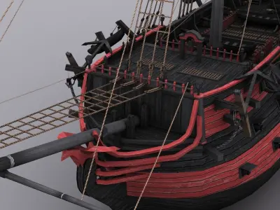Black Frigate Low-poly 3D model