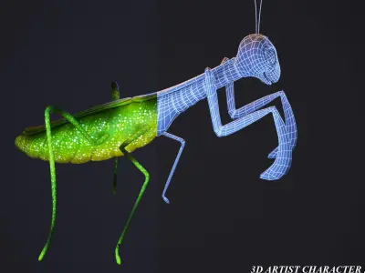 cartoon mantis Low-poly 3D model