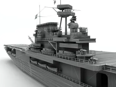Military Aircraft Carrier Ship USS Yorktown CV10  Low-poly 3D model