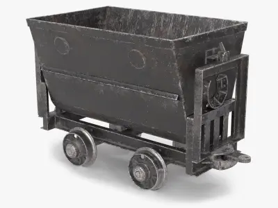 Worn Mine Wagon Black 3D model purchase