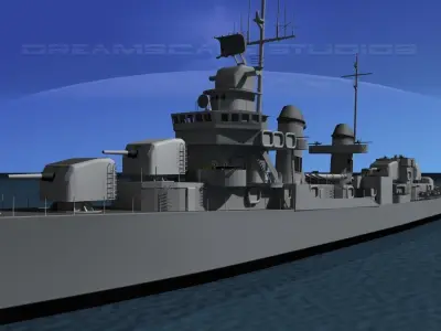 Fletcher Class Destroyer DD-574 USS John Rogers 3D model