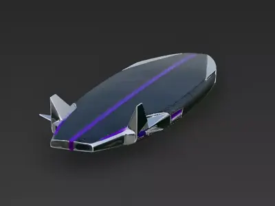 Neon-Surge Cyberpunk Surfboard 3D Model Low-poly 3D model