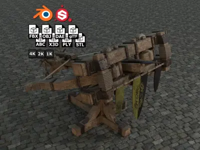 Medieval Ballista low-poly PBR Low-poly 3D model
