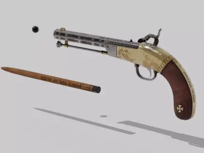 OB 00 01 vampire hunter auxiliary pistol Low-poly 3D model