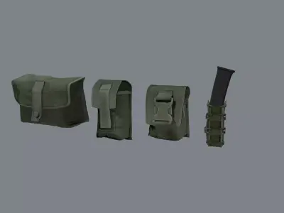 Molle pouches pack Low-poly 3D model