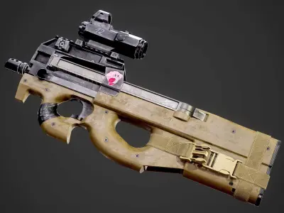 FN P90 Submachine Gun AAA Game Ready Asset Low-poly 3D model