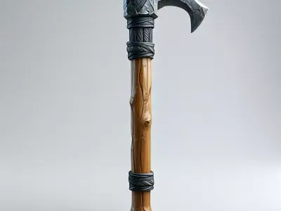 Stylized LowPoly Viking Axe Low-poly 3D model