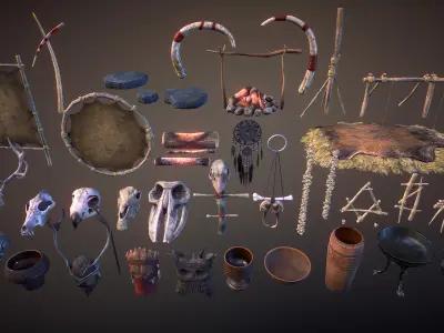 Shaman lair Low-poly 3D model