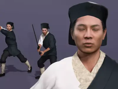 Linghu Chong from Swordsman The East Is Red Jet Li UE5 Low-poly 3D model