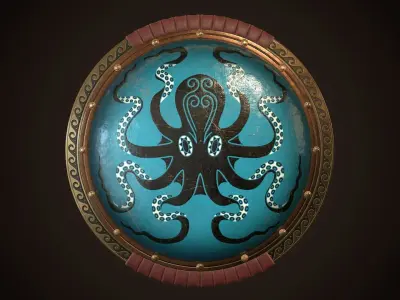 Hoplite Shield Octopus Low-poly 3D model