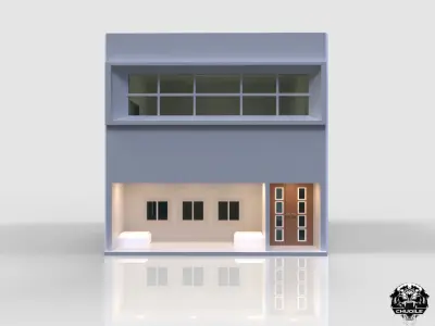 Modern House Building Low-poly 3D model