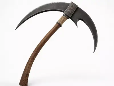 Fantasy War Scythe Battle Axe 3D model
