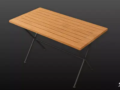 Wooden Outdoor Cafe Table Low-poly 3D model