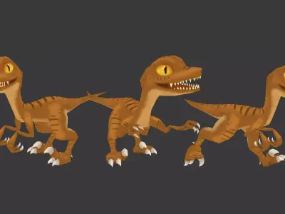 Low Poly Raptor Animated Low-poly 3D model