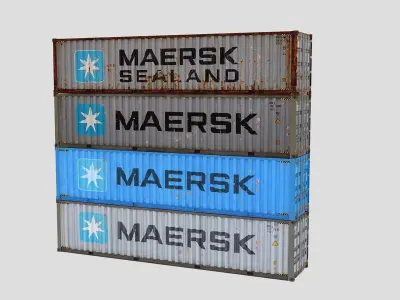Cargo Shipping Container 3D model Low-poly 3D model