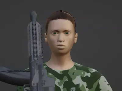 Army Girl Low-poly 3D model