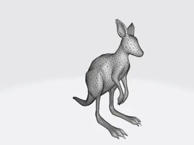 A Female  Gender Grey  Red Kangaroo Life 3d Render 3D model