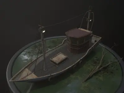 Old Rusty Fishing Boat - PBR and Game-Ready Low-poly 3D model