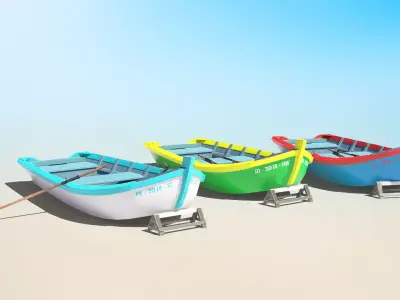 Painted Fishing Boat Low-poly 3D model