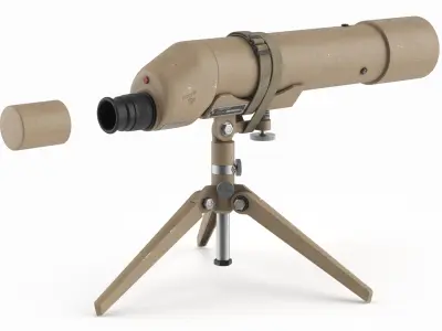 Spotting Scope with Tripod Desert Color 3D model
