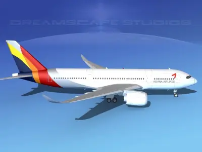 Airbus A350-800 Asiana 3D model