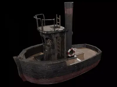 Old Boat Low-poly 3D model