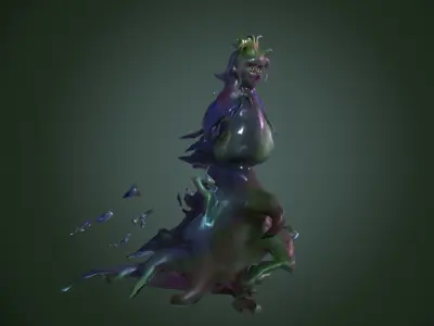 fantasy nature girl figure Low-poly 3D model