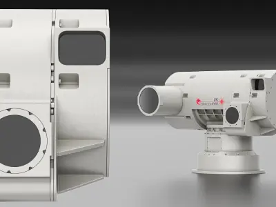 DragonFire Laser Defense Turret Grey Rigged for Cinema 4D 3D model
