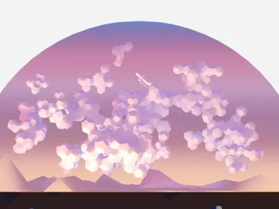 isometric pentagon dodecahedron sunset clouds night clouds 3D model