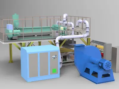 Melt-blown fabric production Assembly Line 3D model