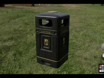 British litter bin 3d model Free low-poly 3D model