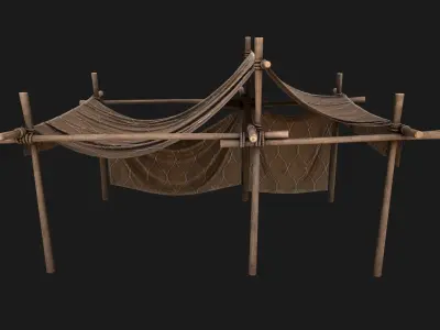 Desert Nomad Tent Stalls Low-poly 3D model