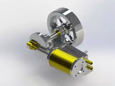SIMPLE 1 CYLINDER OSCILLATING STEAM ENGINE 3D model